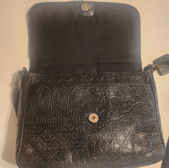 Vintage Rare Liz Claiborne Spruce Green Paisley Embossed Shoulder Bag - Picture 13 of 17